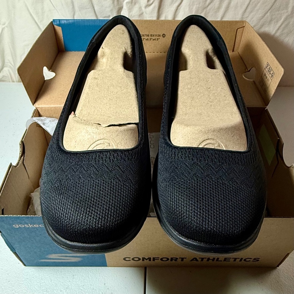 Skechers Go Walk Lite Mesh Ballet Flats - 11 W, Black